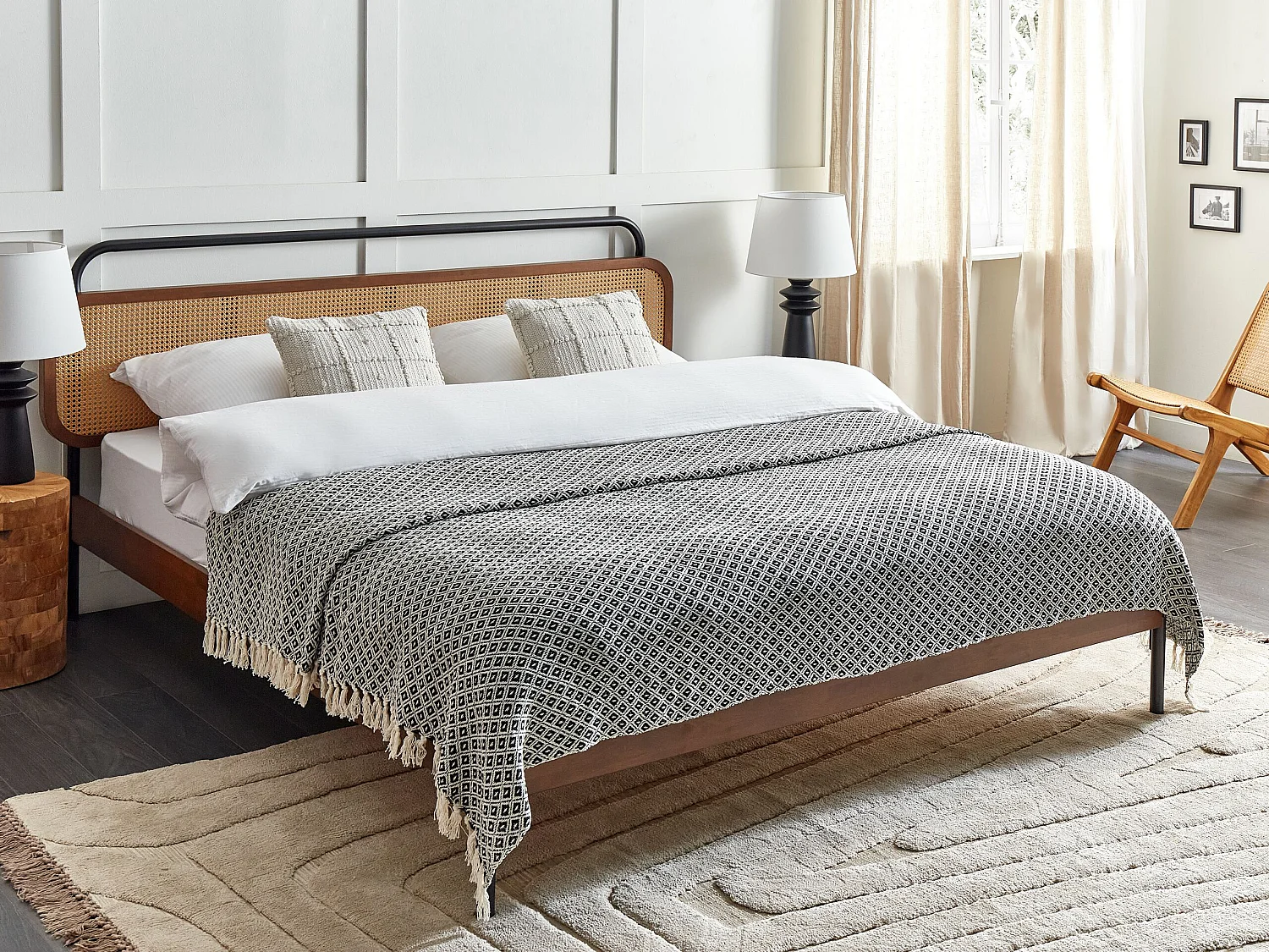 Plaid CHYAMA Katoen 220 x 240 cm Zwart