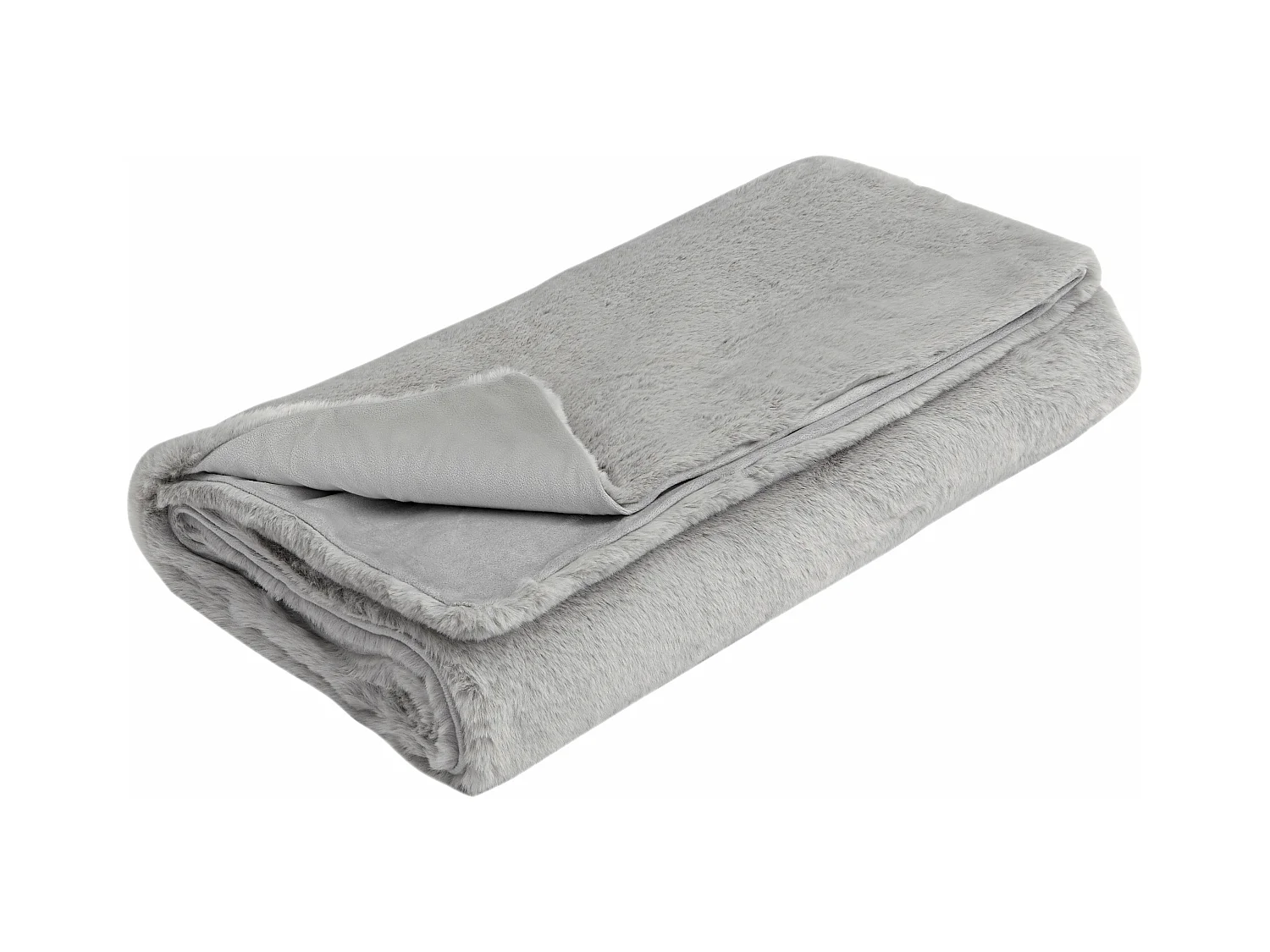Jeté de canapé Hane en fausse fourrure gris 130x170cm