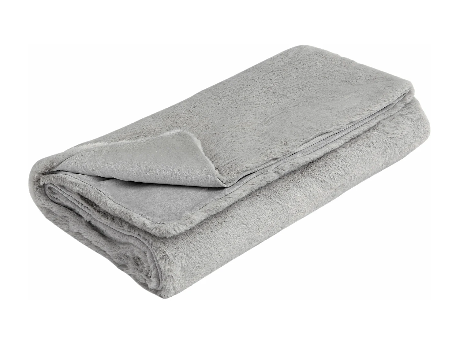 Jeté de canapé Hane en fausse fourrure gris 130x170cm