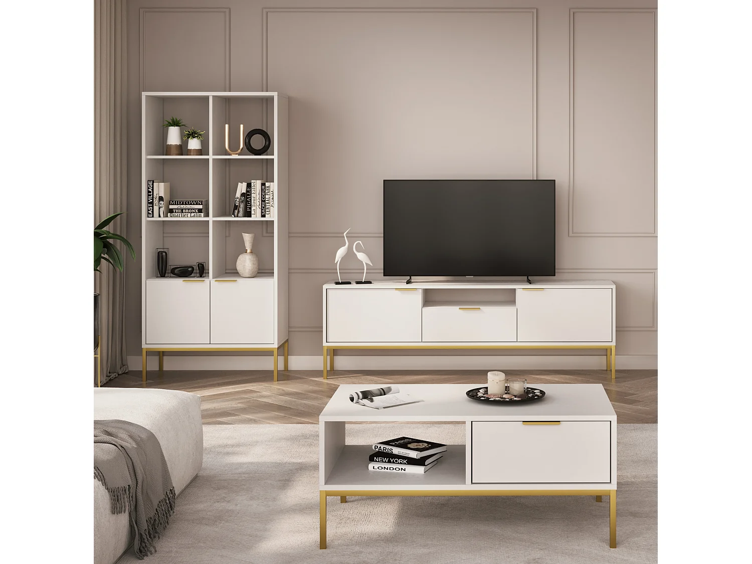 Librería moderna Kristina 80 cm.-Color Blanco