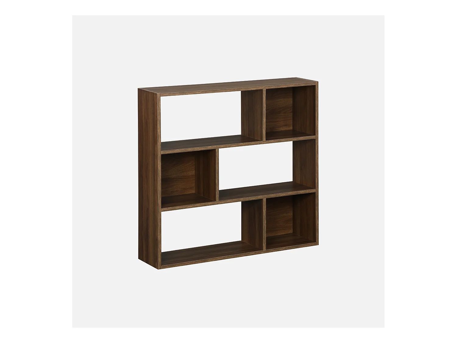 Etagère bibliothèque noyer Pieter 3 étagères 6 compartiments de rangement
