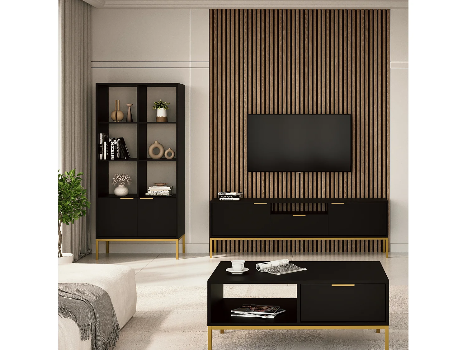 Librería moderna Kristina 80 cm.-Color Negro