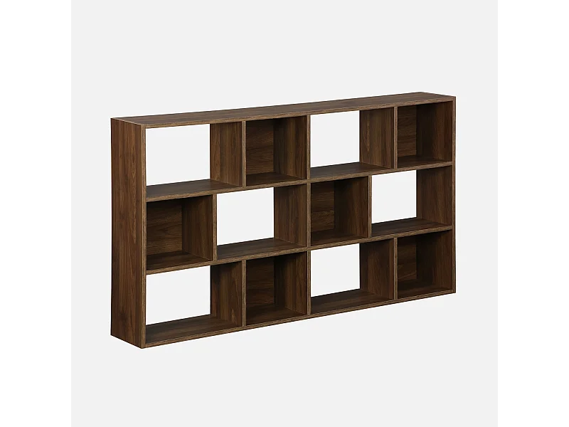 Estantería con 3 baldas y 12 compartimentos nogal