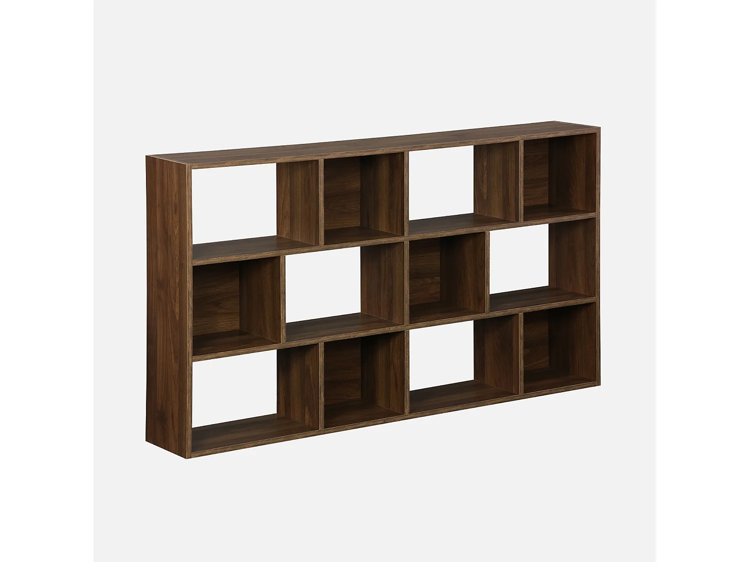 Estantería con 3 baldas y 12 compartimentos nogal