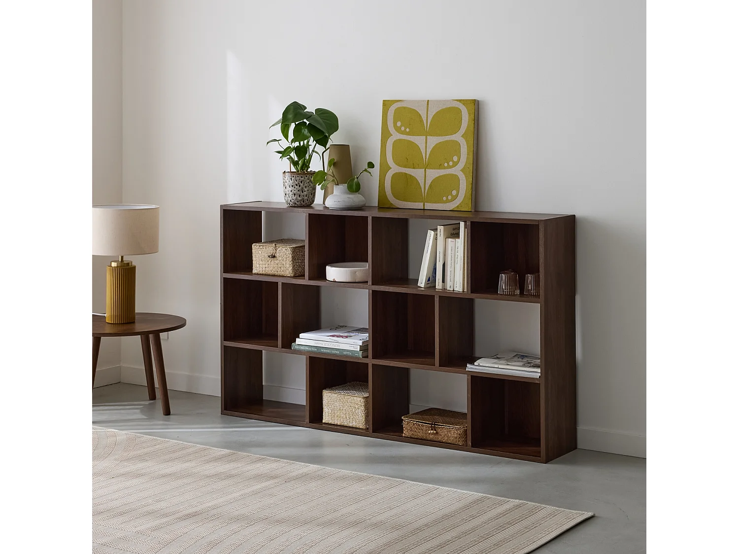 Scaffale con 3 ripiani e 12 scomparti, marrone