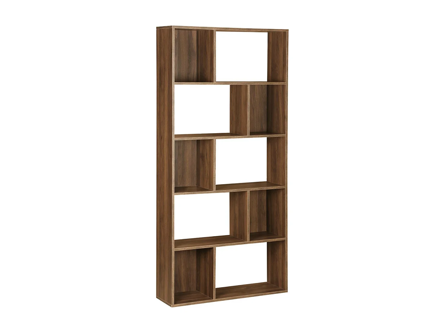 Librería con 5 baldas y 10 compartimentos nogal