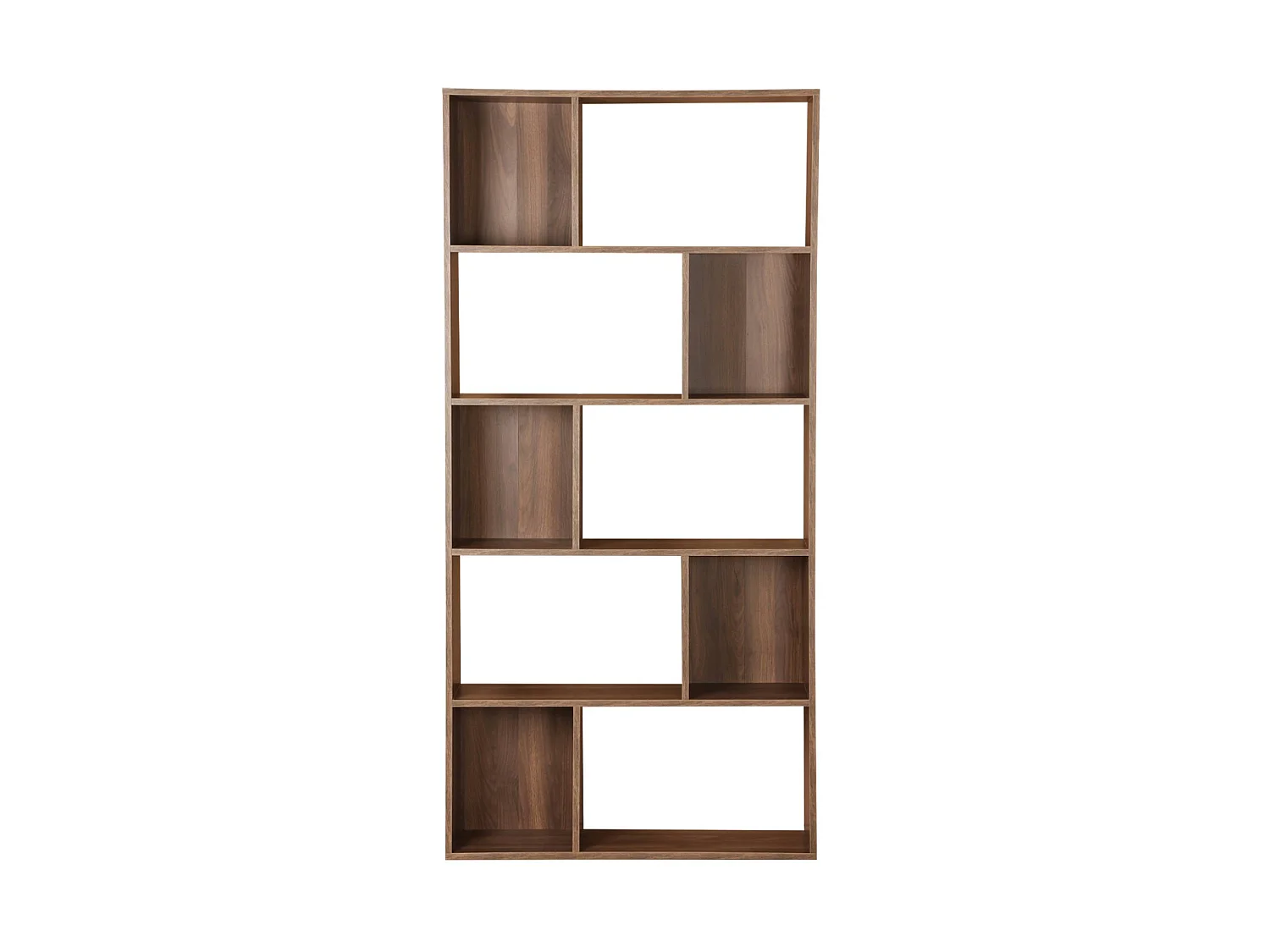 LIBRERIA ASIMMETRICA IN LEGNO DI NOCE SCURO - PIETER - 5 RIPIANI, 10