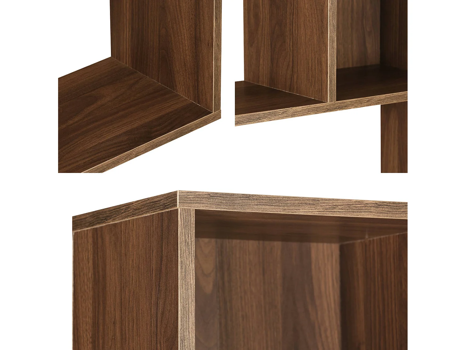 LIBRERIA ASIMMETRICA IN LEGNO DI NOCE SCURO - PIETER - 5 RIPIANI, 10