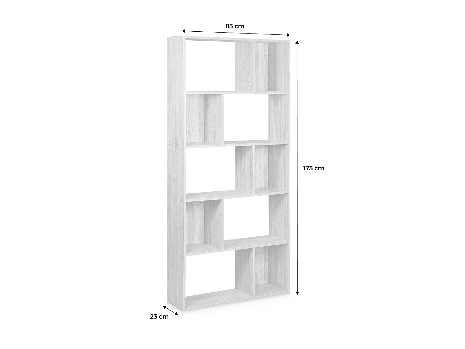 LIBRERIA ASIMMETRICA IN LEGNO DI NOCE SCURO - PIETER - 5 RIPIANI, 10