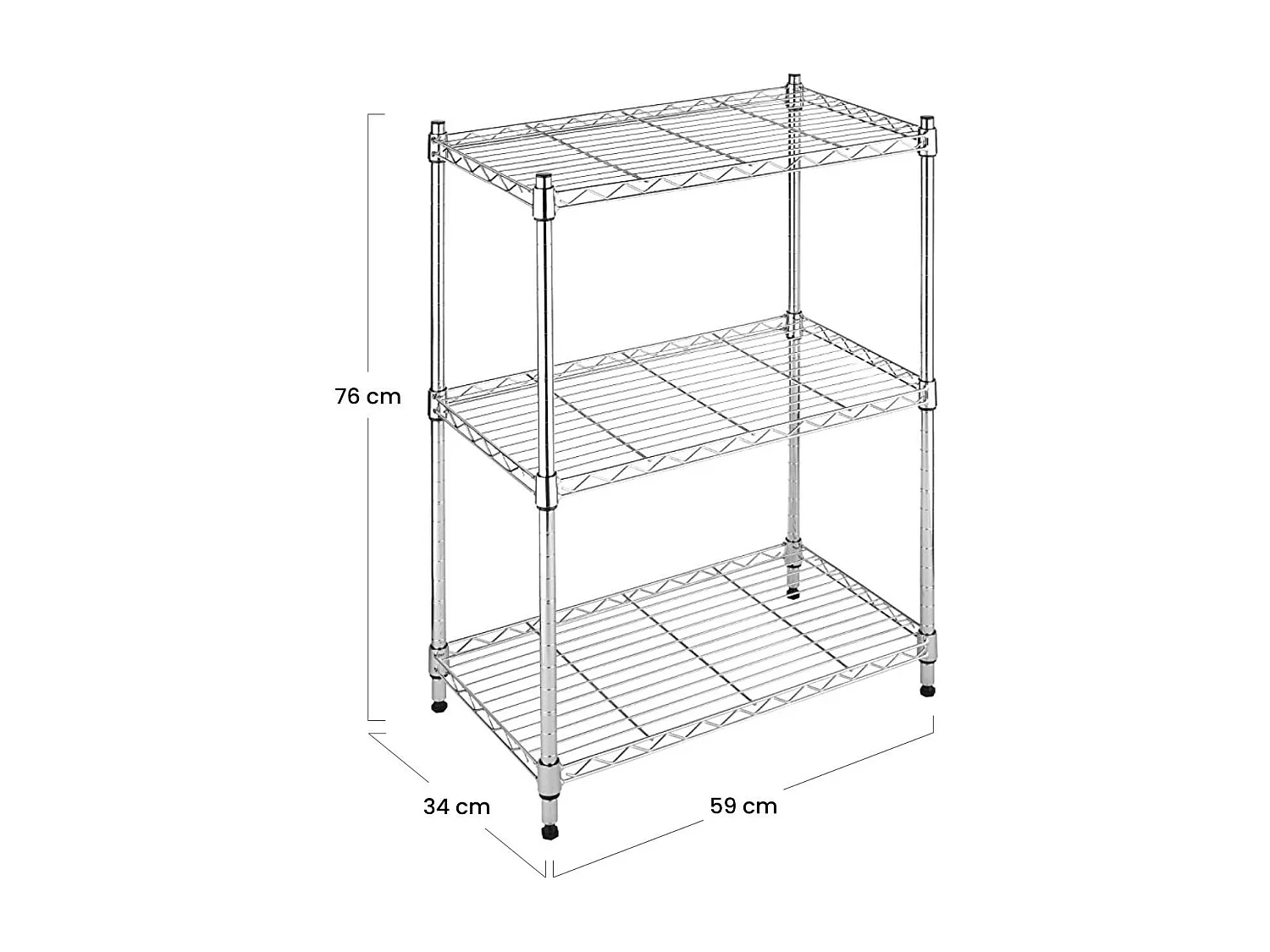 Pack 2 Etagères Métalliques avec 3 Etagères Ajustables 76,2x58,9x34cm 240Kg Thinia Home