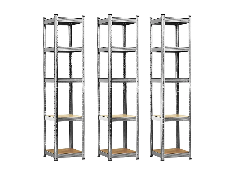 Confezione 3 Scaffali Modulari con 5 Ripiani Regolabili 180x40x40cm 175 Kg Grigio Thinia Home