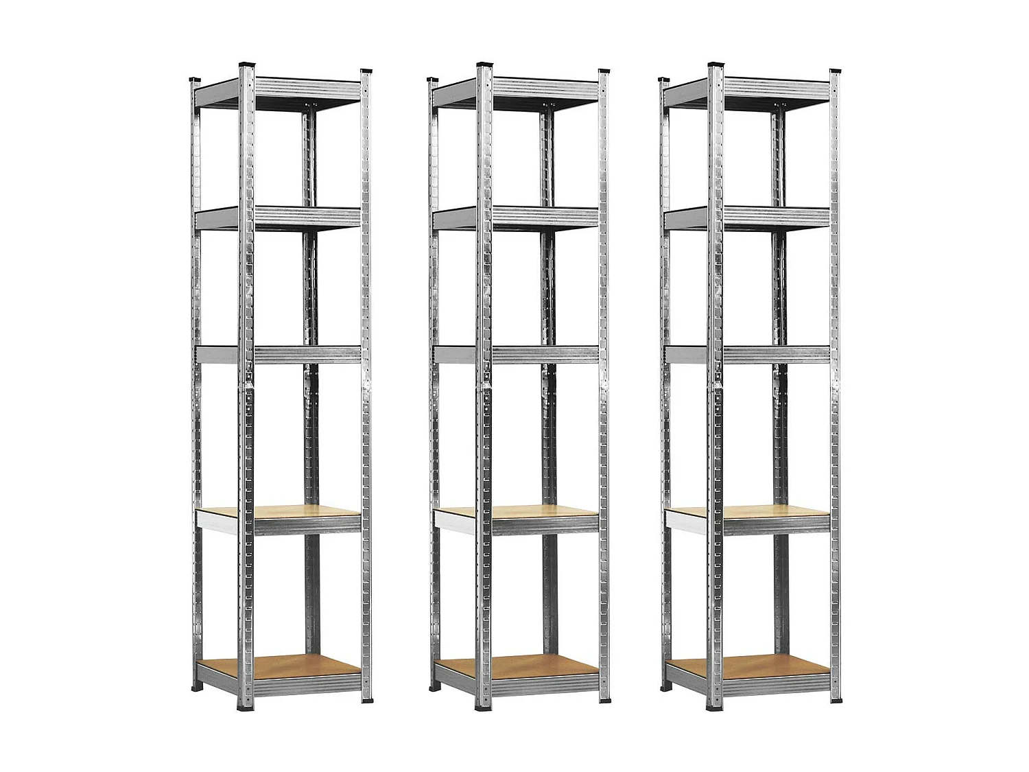 Confezione 3 Scaffali Modulari con 5 Ripiani Regolabili 180x40x40cm 175 Kg Grigio Thinia Home