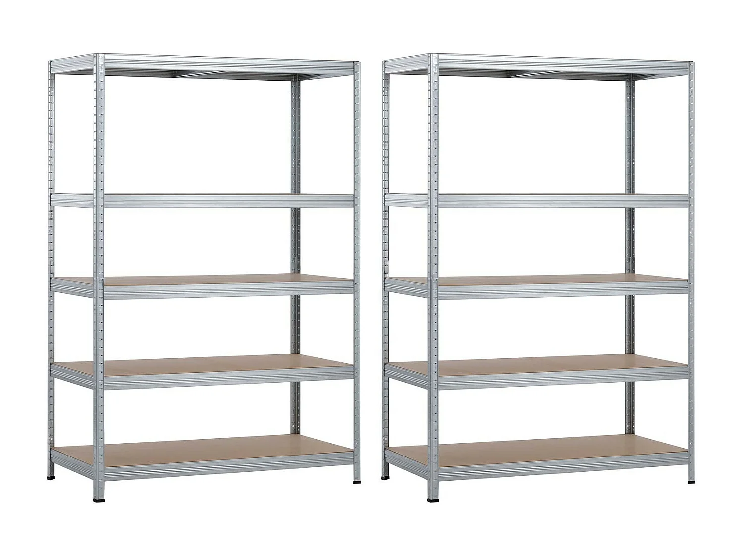 Confezione 2 Scaffali Modulari con 5 Ripiani Regolabili 180x120x60cm 1250Kg Grigio Thinia Home