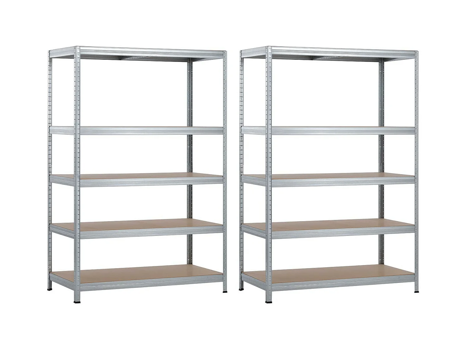 Confezione 2 Scaffali Modulari con 5 Ripiani Regolabili 180x120x60cm 1250Kg Grigio Thinia Home