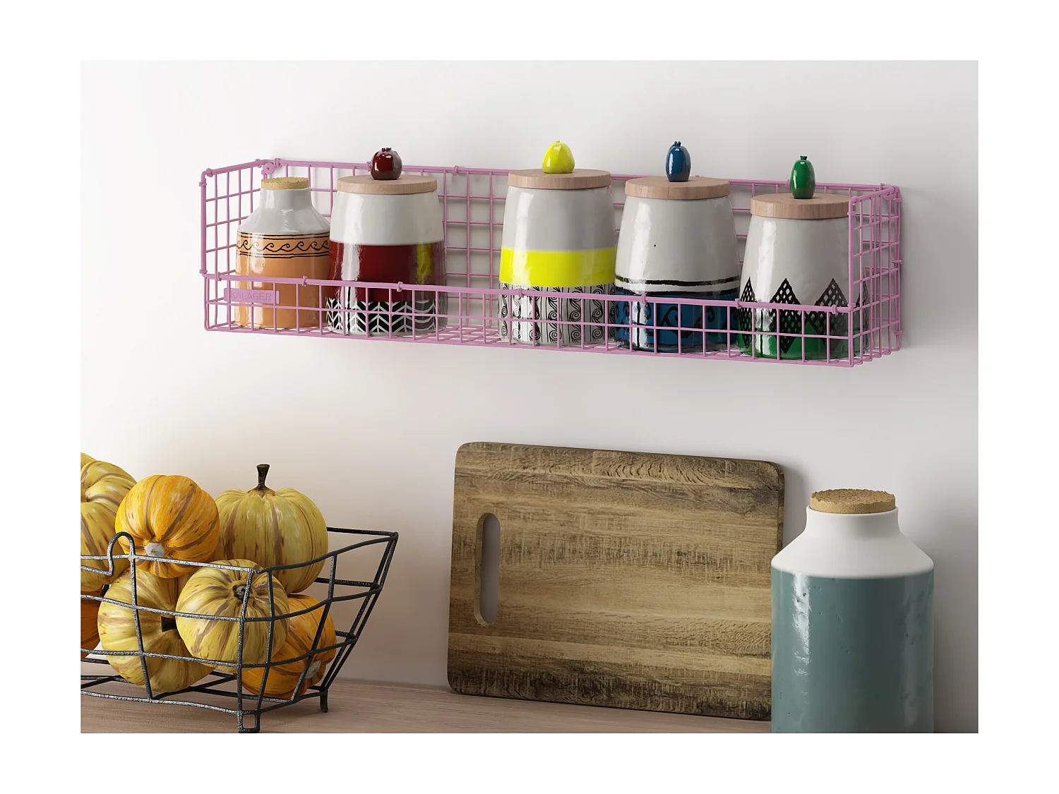 WIRE | Etagère en métal rose, grande