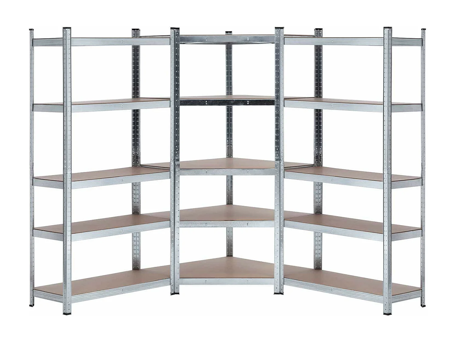 Confezione da 2 ripiani modulari e 1 ripiano angolare con 5 ripiani regolabili Argento Thinia Home