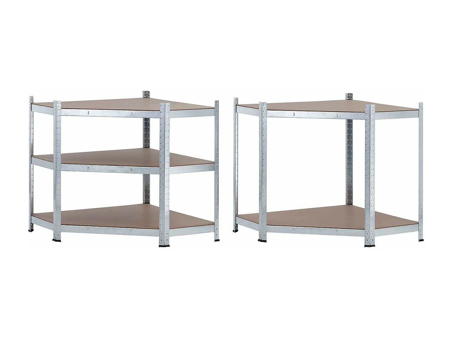 Confezione da 2 ripiani modulari e 1 ripiano angolare con 5 ripiani regolabili Argento Thinia Home