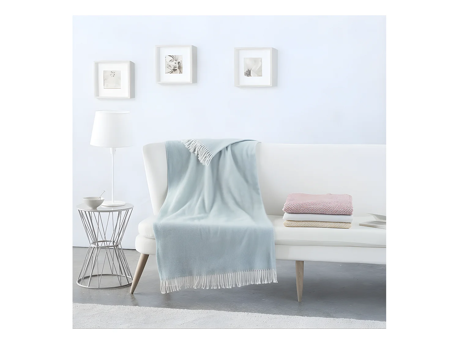 Plaid en coton bleu 130x170cm
