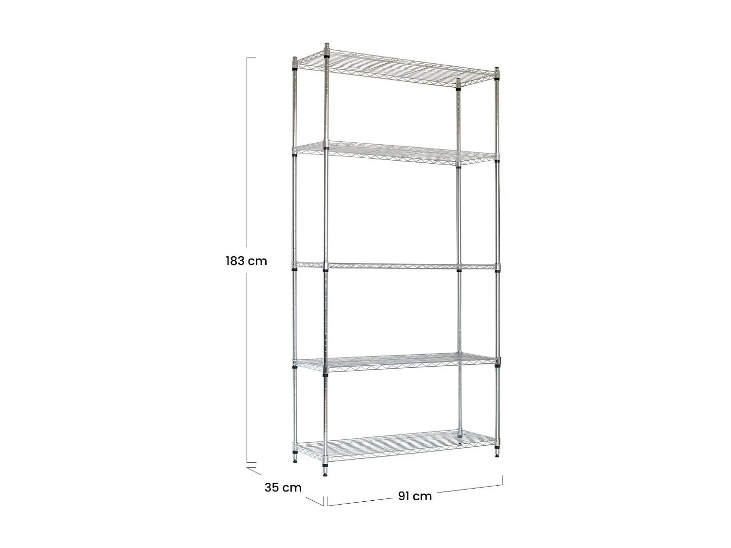 Scaffale Metallico con 5 Ripiani Regolabili 182,8x91,4x35,5cm 400Kg Thinia Home