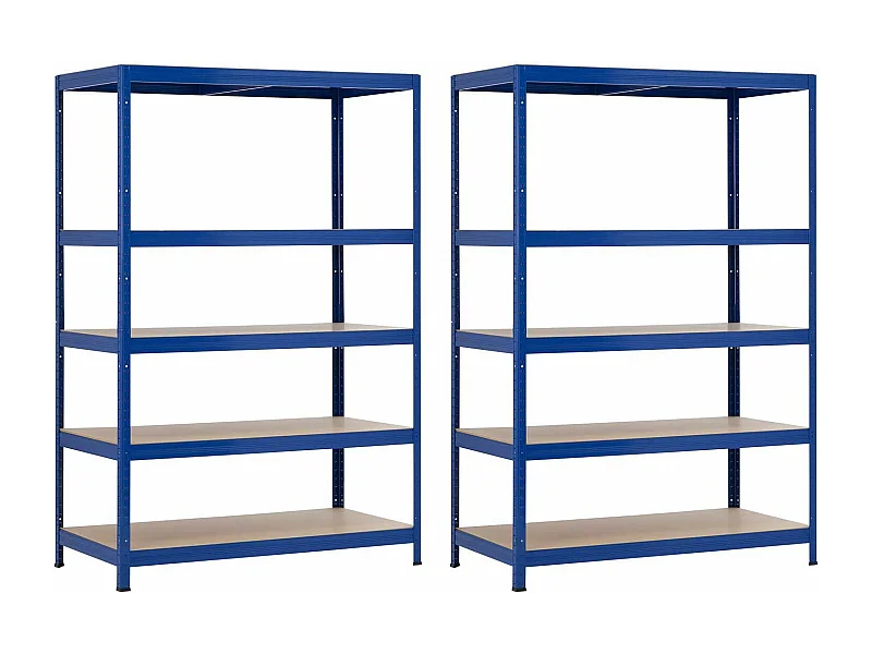 Pack 2 Etagères Modulaires avec 5 Etagères Ajustables 180x120x60cm 1250Kg Bleu Thinia Home