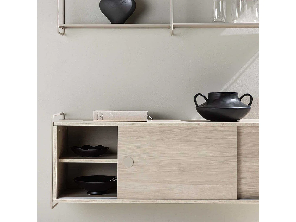 Étagère Murale 2 Portes "Paris" 122cm Naturel