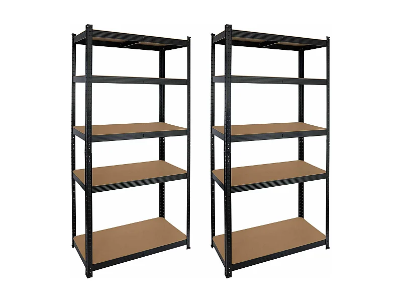 Pack 2 Etagères Modulables avec 5 Etagères Ajustables 180x90x40cm 875Kg Noir Thinia Home