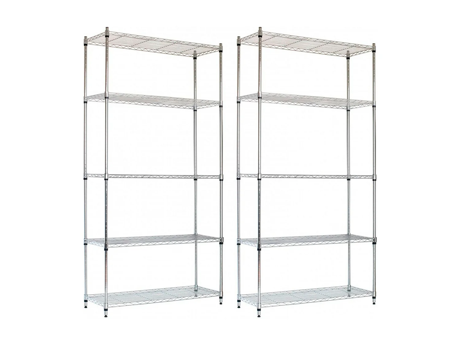 Confezione 2 Ripiani Metallici con 5 Ripiani Regolabili 182,8x91,4x35,5cm 400Kg Thinia Home