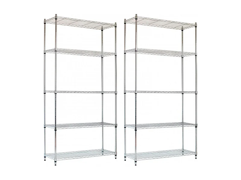 Pack 2 Etagères Métalliques avec 5 Etagères Ajustables 182,8x91,4x35,5cm 400Kg Thinia Home