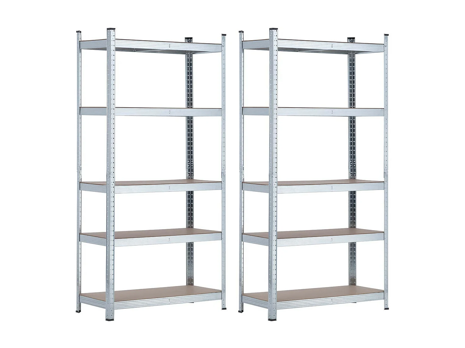 Confezione 2 Scaffali Modulari Zincati con 5 Ripiani Regolabili 180x90x40cm 875Kg Thinia Home