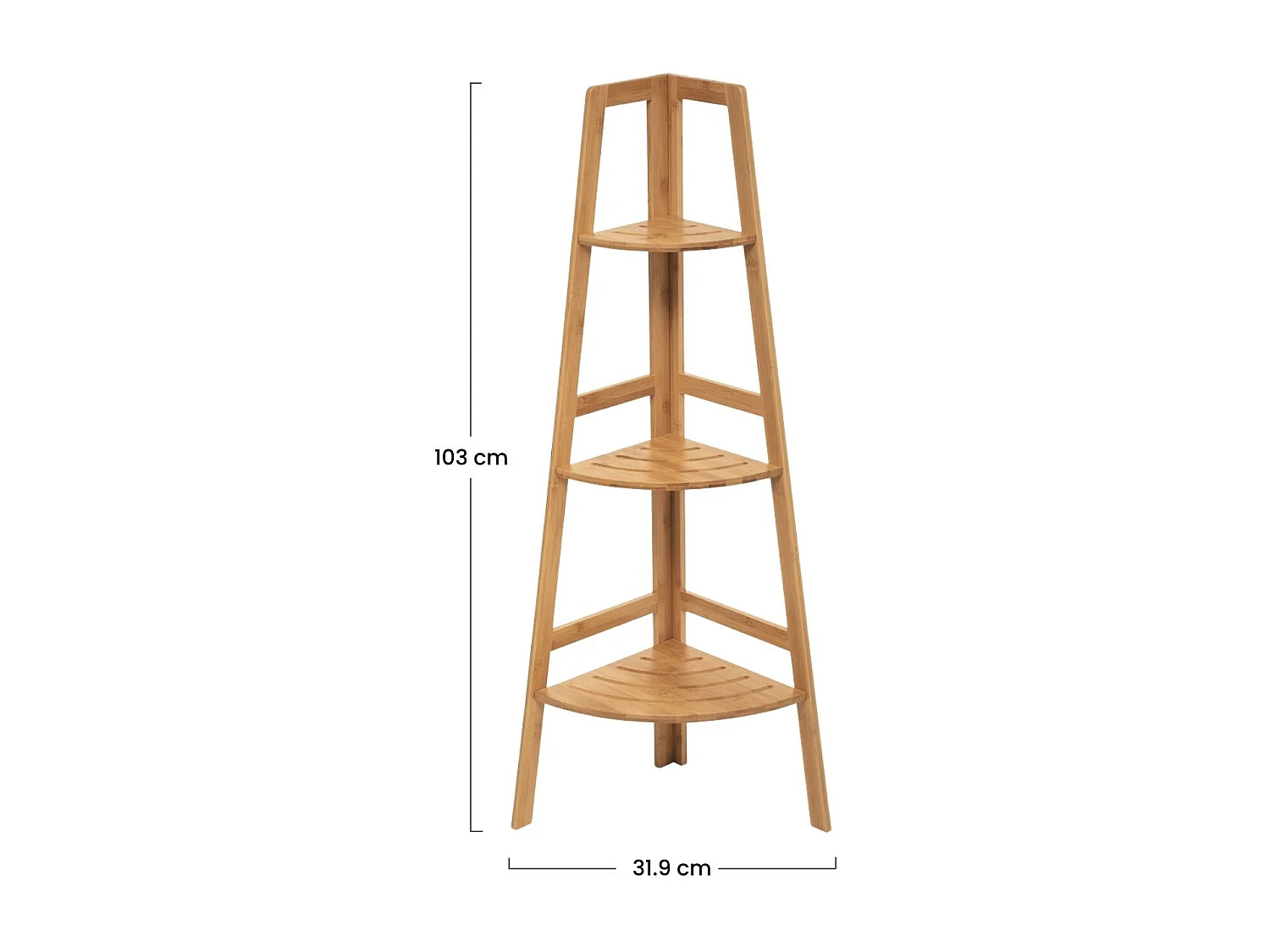 Etagère d'angle en bambou à 3 niveaux 103x31,9x31,9cm 7house