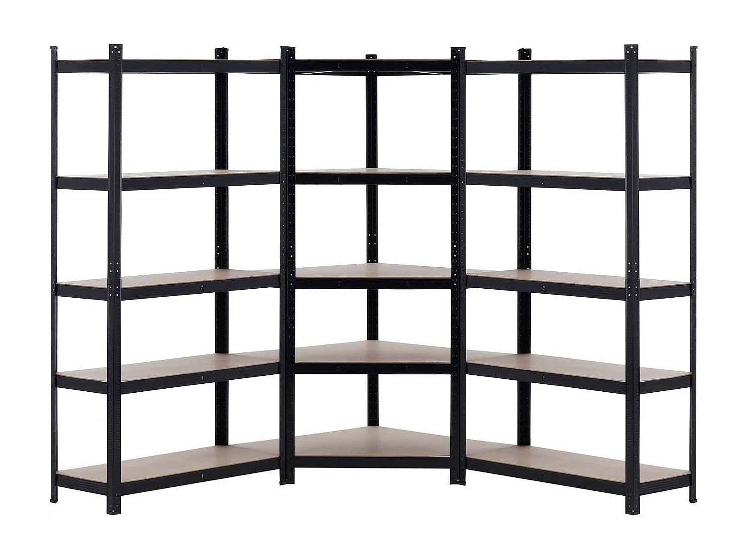 Pack 2 Etagères Modulables et 1 Etagère d'Angle avec 5 Etagères Ajustables Noir Thinia Home