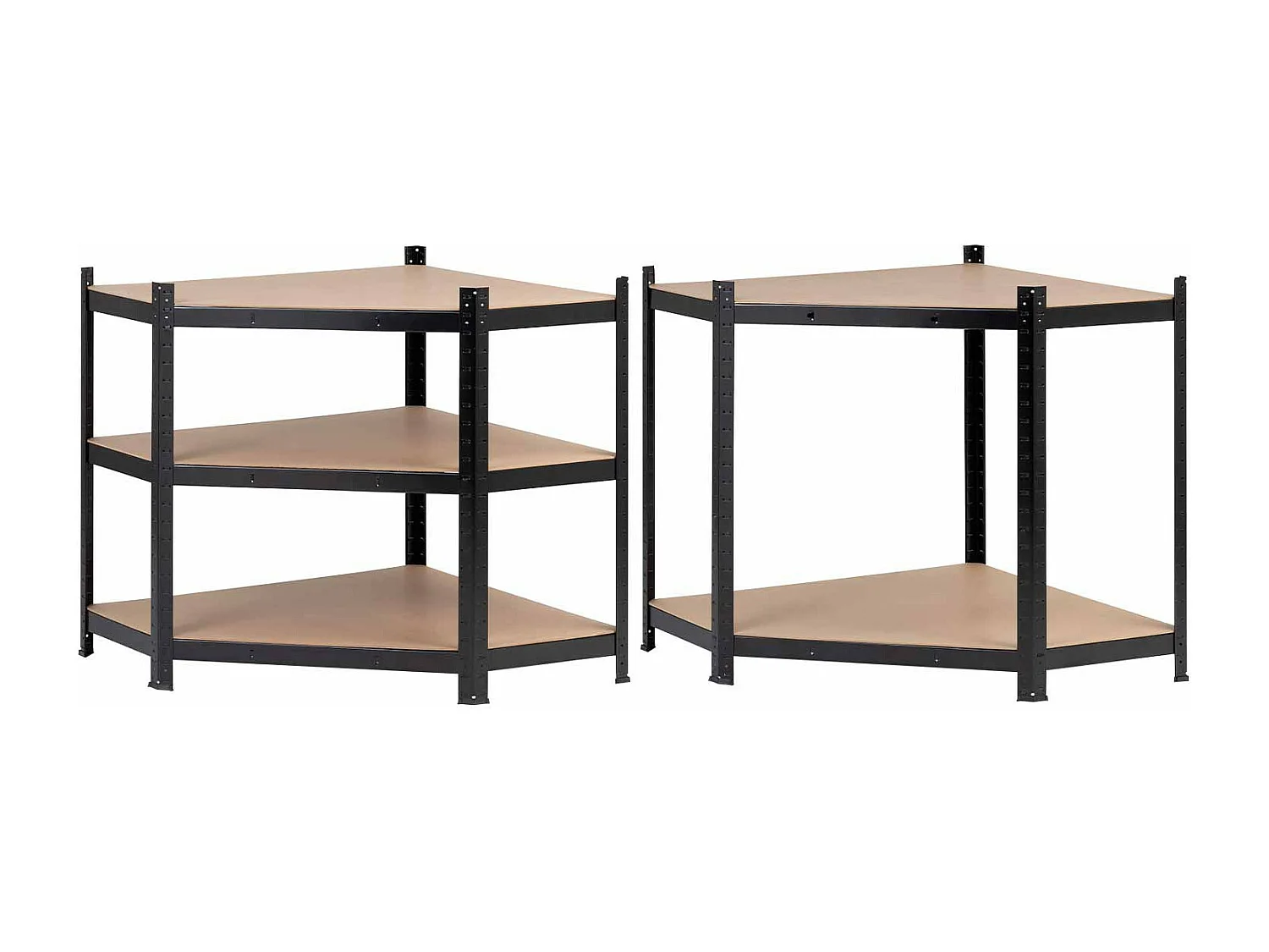 Pack 2 Etagères Modulables et 1 Etagère d'Angle avec 5 Etagères Ajustables Noir Thinia Home