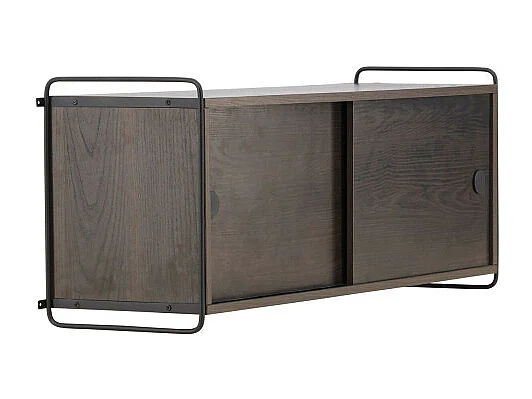 Étagère Murale 2 Portes "Paris" 122cm Marron Foncé