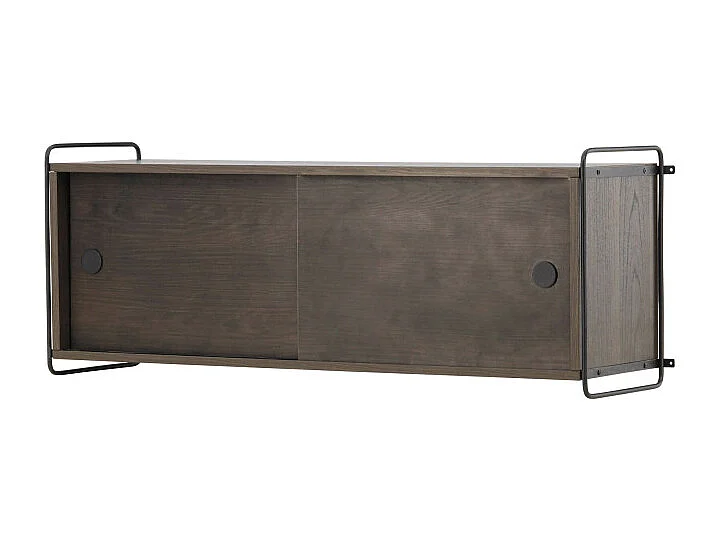 Étagère Murale 2 Portes "Paris" 122cm Marron Foncé