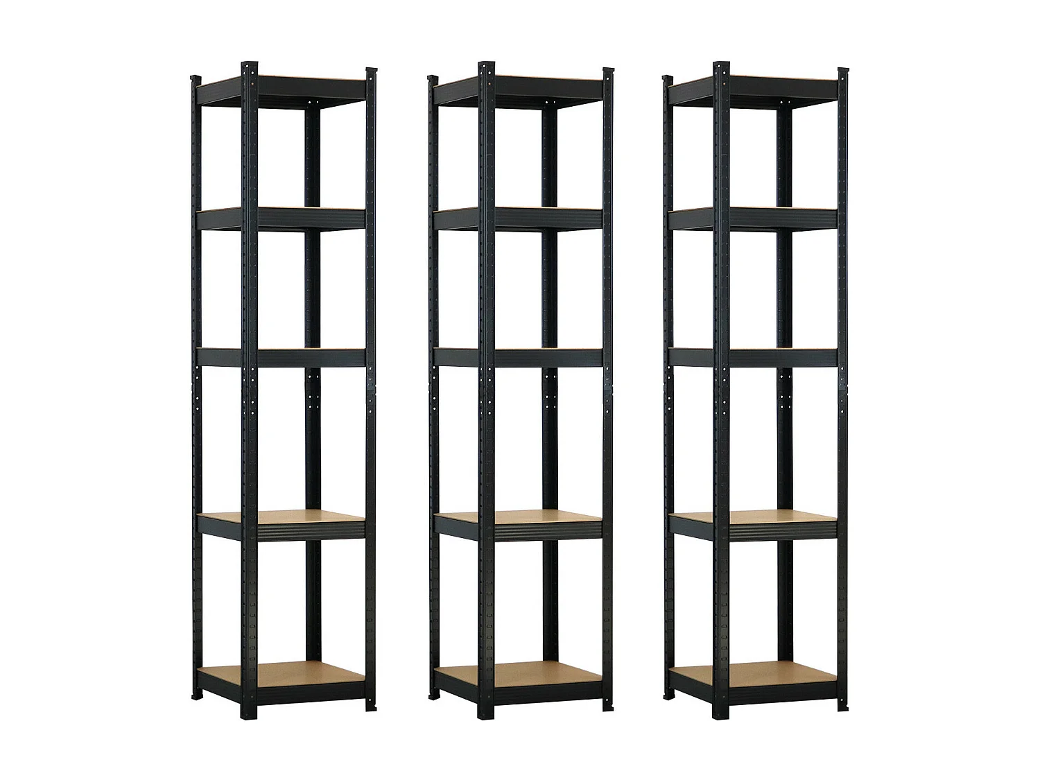 Pack 3 Etagères Modulables avec 5 Etagères Ajustables 180x40x40cm 175 Kg Noir Thinia Home