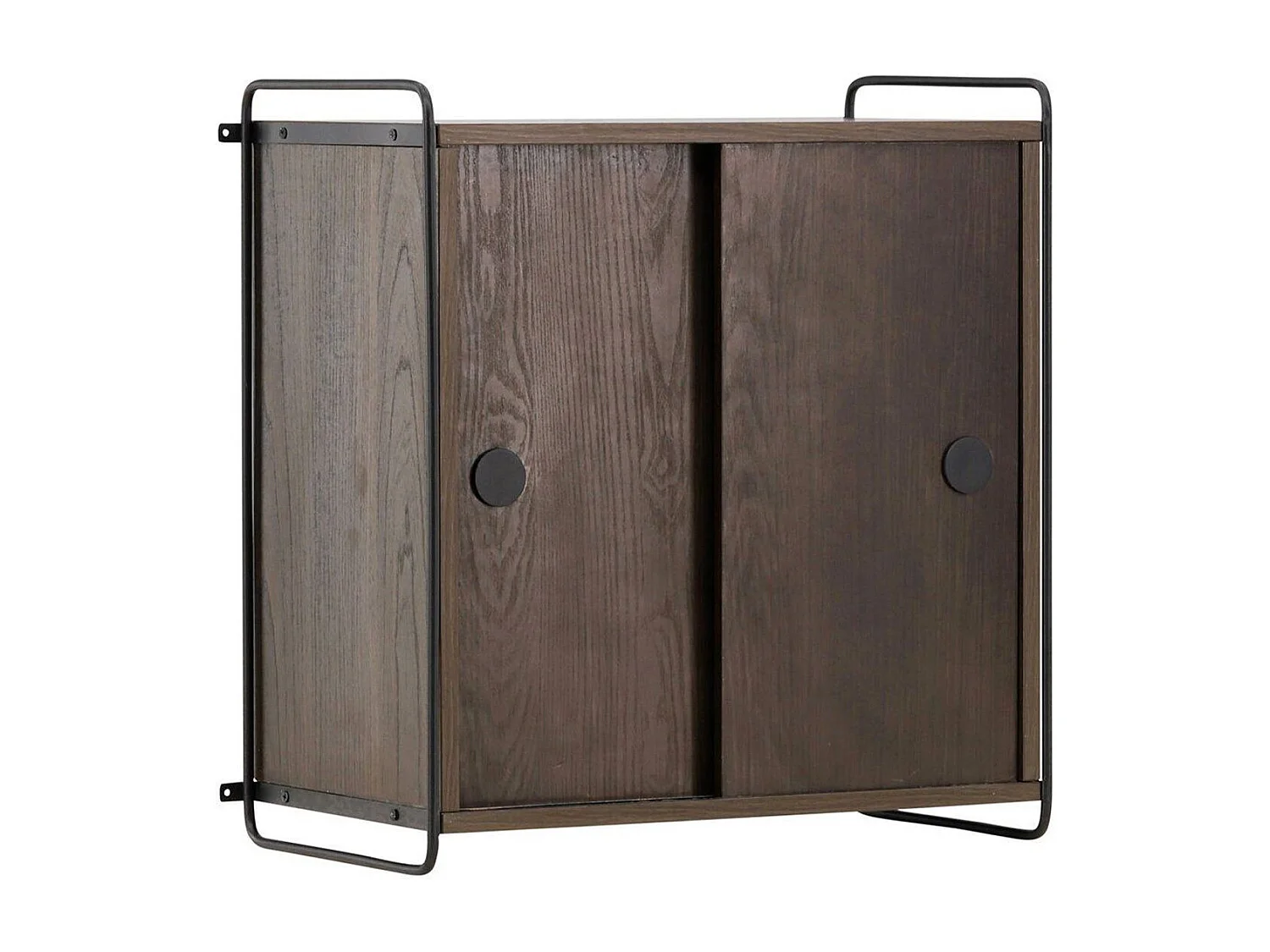 Étagère Murale 2 Portes "Paris" 68cm Marron Foncé