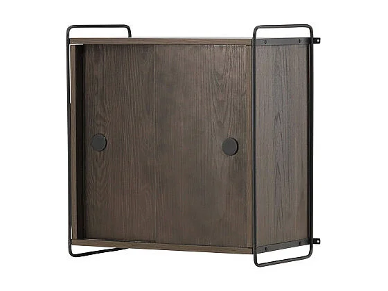 Étagère Murale 2 Portes "Paris" 68cm Marron Foncé