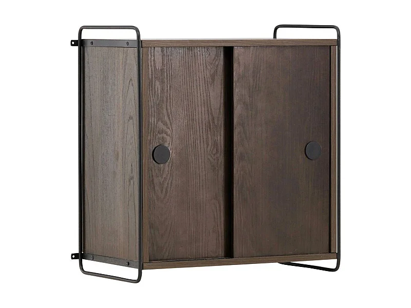 Étagère Murale 2 Portes "Paris" 68cm Marron Foncé