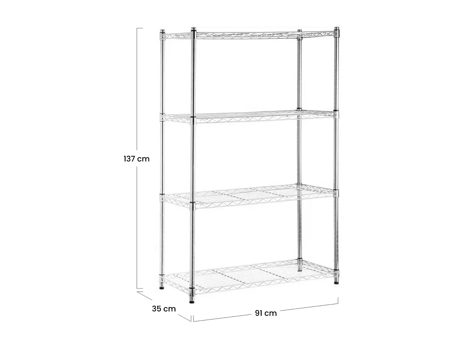 Etagère en métal avec 4 tablettes réglables 137x91,4x35,5 cm 320 Kg Thinia Home