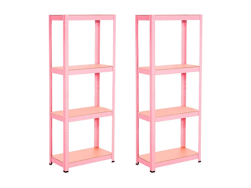 Pack 2 Etagères Métalliques avec 4 Etagères Ajustables 148x60x30cm 240 Kg Rose Thinia Home