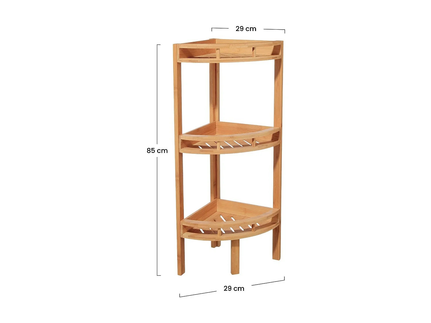 Etagère d'angle en bambou à 3 niveaux 85x29x29cm 7house