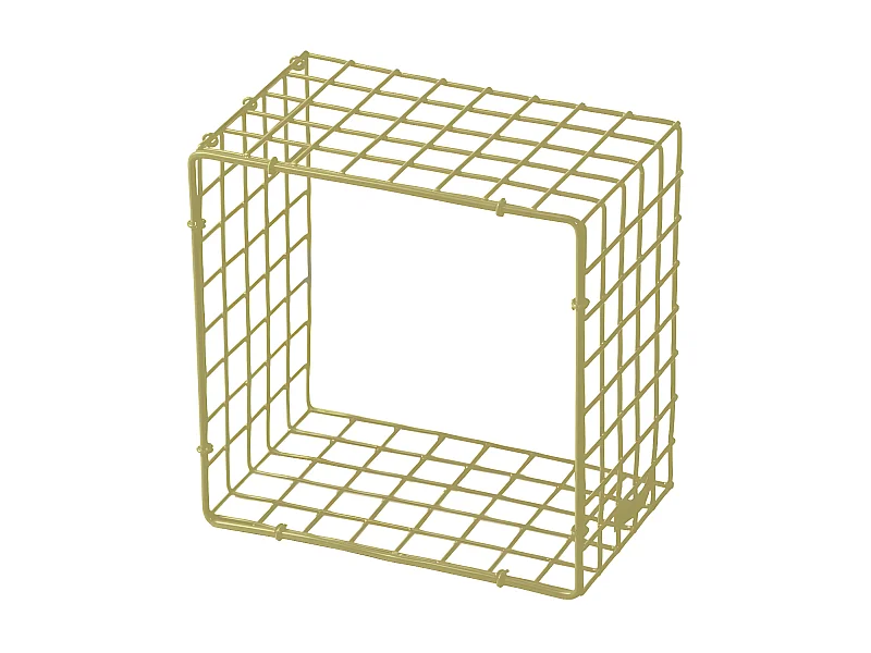 WIRE SQUARE | Wandregal aus beigem Metall, klein