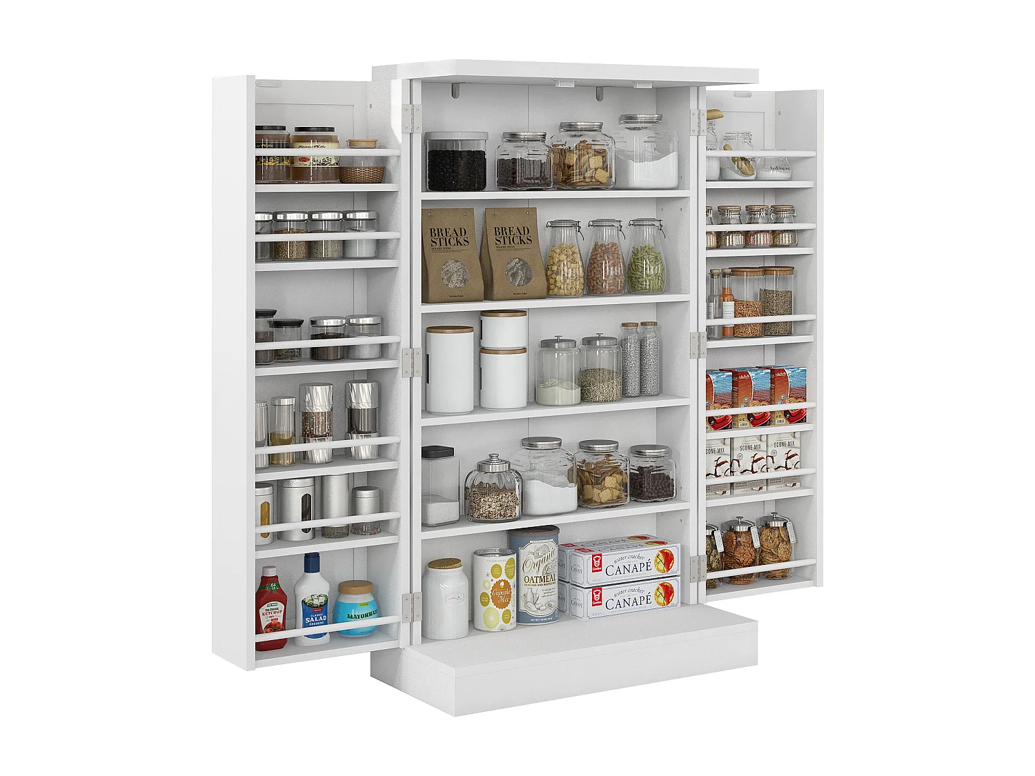 Armoire de cuisine 2 portes total 14 étagères - dim. 60L x 30l x 104H cm - MDF blanc