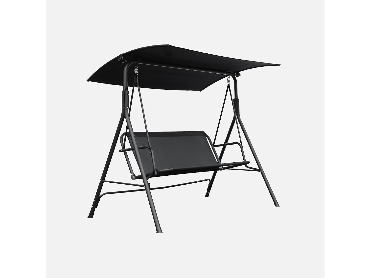 Columpio de acero para 2 personas con toldo negro