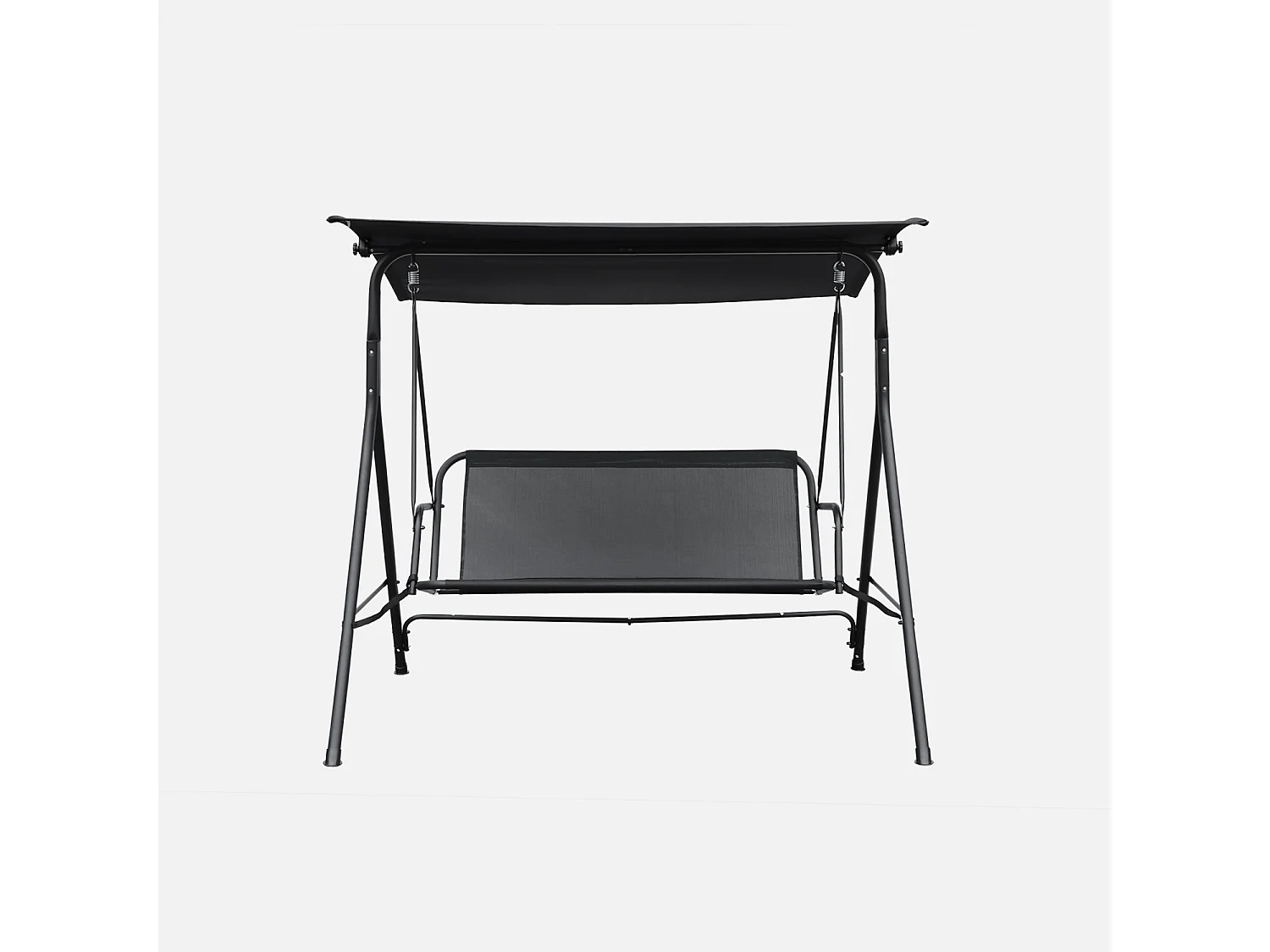 Columpio de acero para 2 personas con toldo negro