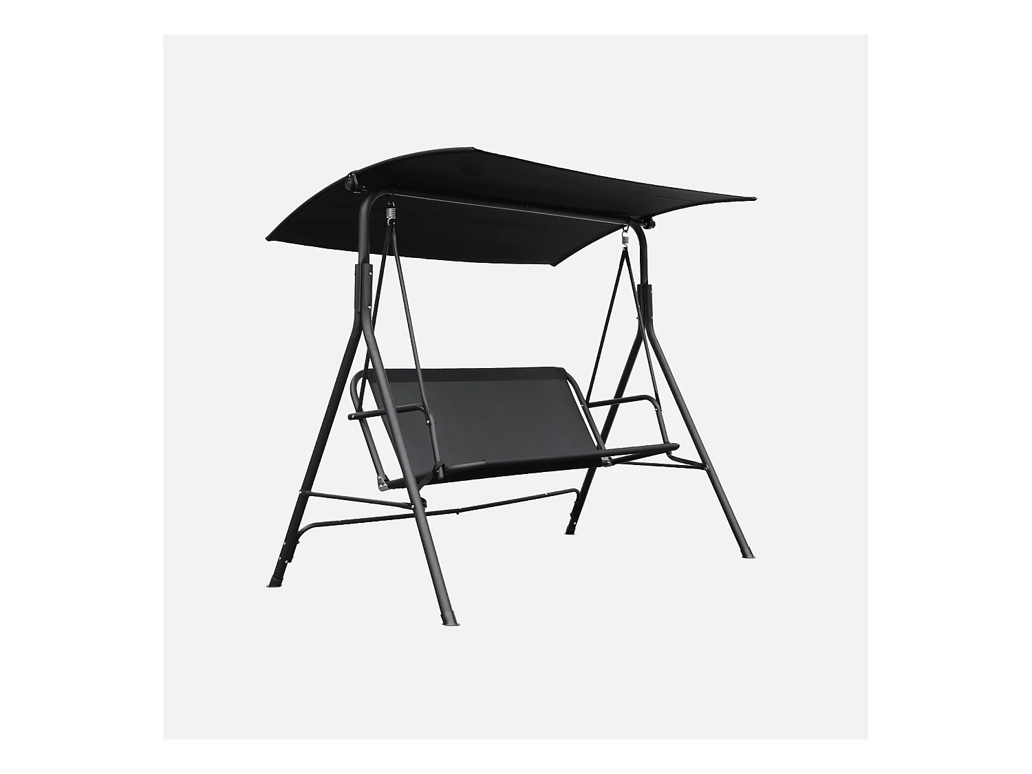 Columpio de acero para 2 personas con toldo negro