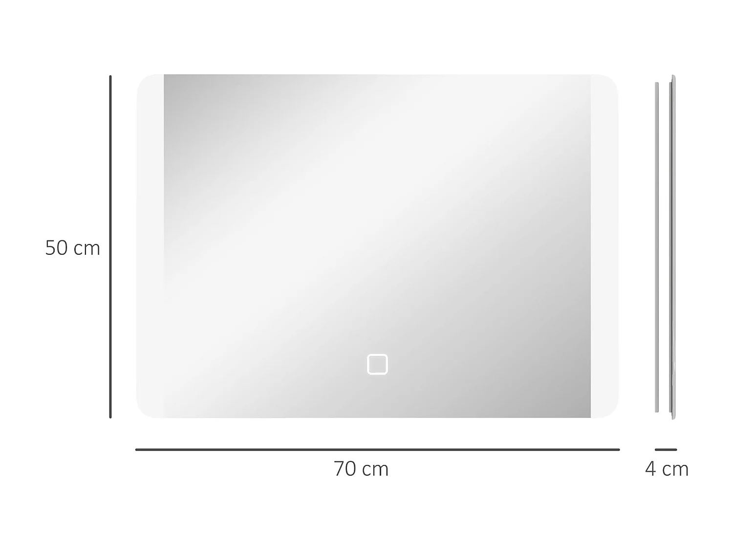 Miroir lumineux LED 24W antibué réglable interrupteur tactile dim. 50L x 4P x 70H cm