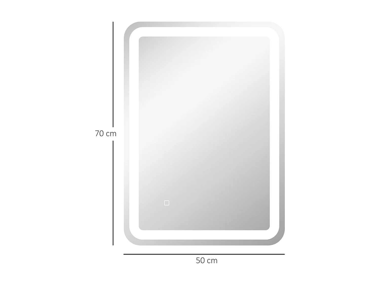 Miroir lumineux LED 35W antibué réglable interrupteur tactile dim. 50L x 4P x 70H cm