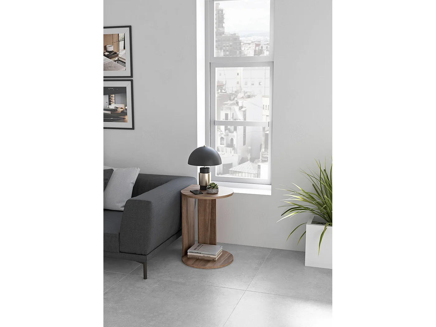 Table d'appoint/guéridon - H62cm x L46cm x P55cm noyer -Trébol