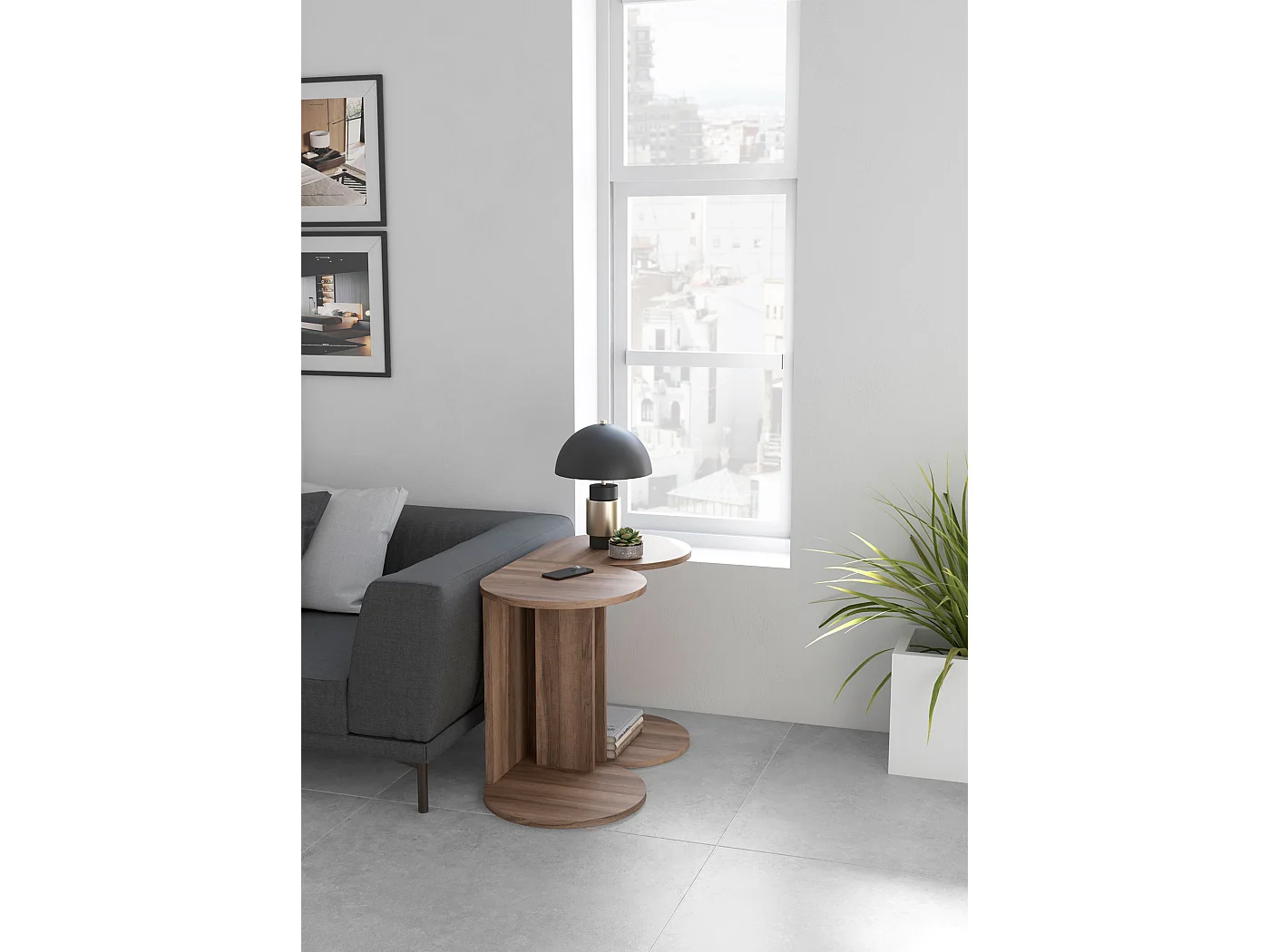 Table d'appoint/guéridon - H62cm x L46cm x P55cm noyer -Trébol